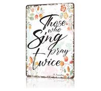 HSMXNEONJB Retro Sing Pray Twice Metal Tin Sign Humorous Quote Wall Plaque For Bar Garage Game Room Outdoor Patio 8 X 12 inch