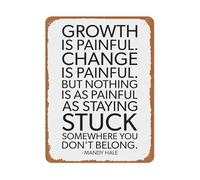 HSMXNEONJB Scandinavian Bohemian Metal Sign Growth Is Painful Change Is Painful Quote Wall-Art for Bedroom Home Office 8 X 12 in
