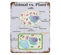 HSMXNEONJB School Animal Plant Cell Biology Chart Metal Tin Sign Vintage Educational Wall-Art for STEM Classroom Decor 8 X 12 inch