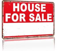 HSMXNEONJB Vintage Metal Sign House For Wall Decor 8 X 12 in | for living room bedroom entryway office real estate shop