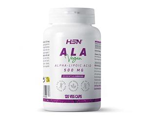 HSN Ácido Alfa Lipoico (ALA) 500mg | 120 Cápsulas Vegetales | Mezcla Racémica 50/50% del enantiómero R-/S- | Con Vitamina E Natural | No-GMO, Vegano, Sin Gluten