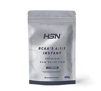 HSN BCAA’s Instantáneos 4:1:1 en Polvo | Sin Sabor 500g | Aminoácidos Ramificados Veganos (L-Leucina, L-Isoleucina, L-Valina) | Fermentación Vegetal | No-GMO, Sin Gluten
