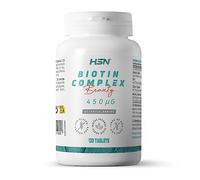 HSN Biotina Complex 450mcg | 120 Tabletas | Con Zinc, Selenio y Cobre para Cabello, Piel y Uñas en Condiciones Normales | D-Biotina en Dosis Equilibrada y Combinable | 100% Vegano Sin Gluten Sin GMO