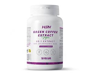 HSN Café Verde 20000 mg | 120 Cápsulas Vegetales Extracto 20:1 1000 mg Green Coffee Bean + 500 mg Ácido Clorogénico + 20mg Cafeína por Dosis Diaria| No-GMO, Vegano, Sin Gluten
