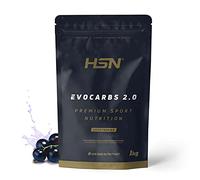 HSN Carbohidratos (Maltodextrina Dextrosa Fructosa) y Sales Minerales Evocarbs 2.0 | Grosella Negra 1Kg | Bebida Isotónica en Polvo con Electrolitos | No Incluye Dosificador | Vegano, Sin Gluten