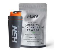 HSN Creatina Monohidrato Micronizada 1kg + SHAKER ACERO INOXIDABLE | 100% Pura, Sin Sabor | Vegana, Sin Gluten y Sin Aditivos | Alta Solubilidad y Máxima Pureza | No Incluye Dosificador