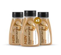 HSN Crema de Cacahuete Extra Cremosa - Pack 3x 180g | Textura Fluida Extra Cremosa con Dosificador. Sin Aceite de Palma, Sal ni Azúcares Añadidos. Vegano