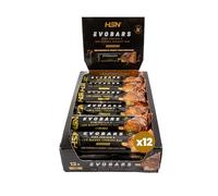 HSN Evobars Barritas de Proteínas 19g Proteína | Mantequilla de Cacahuete - Pack 12x60g | Bajas en Azúcar y Sin Aceite de Palma | Snack Fitness Crujiente Alternativa a Batidos de Proteína