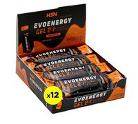 HSN Evonergy Gel Sin Cafeína | Naranja - Caja 12 Unidades de 55ml | 30g Carbohidratos por Gel Relación 2:1 (Glucosa:Fructosa) | 100mg Sodio | Textura fluida | No-GMO, Vegano, Sin Gluten