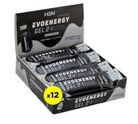 HSN Evonergy Gel Sin Cafeína | Sin Sabor - Caja 12 Unidades de 55ml | 30g Carbohidratos por Gel Relación 2:1 (Glucosa:Fructosa) | 100mg Sodio | Textura fluida | No-GMO, Vegano, Sin Gluten