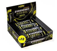 HSN Evonergy Maxigel Con Cafeína | Limón - Caja 12 Unidades de 70ml | 60g Carbohidratos por Gel Relación 1:0,8 (Glucosa:Fructosa) | Textura fluida | No-GMO, Vegano, Sin Gluten ni Lactosa
