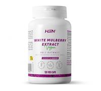 HSN Extracto de Morera Blanca (Morus Alba) 50:1 250mg | 120 Cápsulas Vegetales | Estandarizado al 5% en 1-Deoxinojirimicina (DNJ | No-GMO, Vegano, Sin Gluten