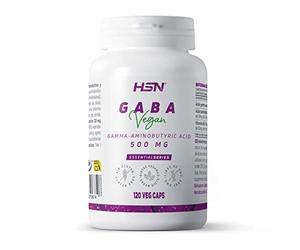 HSN GABA 500mg | 120 Cápsulas Vegetales | 100% Ácido Gamma Aminobutírico - con Ácido Pantoténico y Vitamina B6 | No-GMO, Vegano, Sin Gluten
