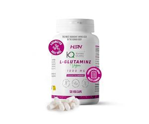 HSN Glutamina en Cápsulas Kyowa Quality® | 120 Cápsulas Vegetales | 4 gramos de L-Glutamina por Dosis Diaria | Calidad de Grado Farmacéutico | No-GMO, Vegano, Sin Gluten