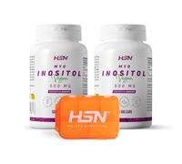 HSN Inositol 500mg (Myo Inositol) | PACK 2x 120 Cápsulas Vegetales + Pastillero Semanal | 1500mg/día de Mioinositol | Alto Contenido Zinc Cromo B6 | No-GMO, Vegano, Sin Gluten
