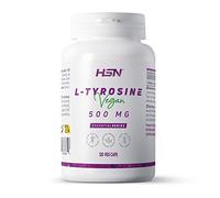 HSN L-Tirosina 500mg - 120 Cápsulas Vegetales | Aminoácido Puro Vegano. El Ácido Pantoténico Apoya la Síntesis de Neurotransmisores. Vitamina B6 Reduce el Cansancio.