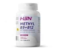 HSN Metil Complex B9 + B12-120 Tabletas | Vitamina B12 y Ácido Fólico Activo. Metilcobalamina y Metilfolato. Energía, Sistema Inmune y Homocisteína. 100% Vegano