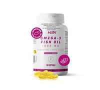 HSN Omega 3 3000mg Aceite de Pescado 540mg EPA 360mg DHA por Dosis Diaria | 120 Perlas | Con Vitamina E | Ausencia de Contaminantes y Oxidación | Sin Olor ni Sabor | No-GMO, Sin Gluten ni Lactosa