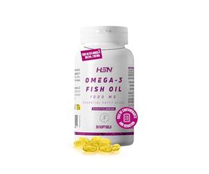 HSN Omega 3 3000mg Aceite de Pescado 540mg EPA 360mg DHA por Dosis Diaria | 30 Perlas | Con Vitamina E | Ausencia de Contaminantes y Oxidación | Sin Olor ni Sabor | No-GMO, Sin Gluten ni Lactosa