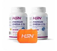 HSN Premium Omega-3 TG IFOS™ 1000 mg - Pack 2x 120 Perlas + Pastillero | Aceite de Pescado Omega-3. 500mg EPA, 250mg DHA. Forma natural de triglicéridos. Libre de metales pesados