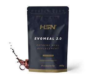 HSN Sustitutivo de Comidas Evomeal 2.0 | Chocolate 500g | Proteína Whey + Harina de Arroz + Vitaminas + Minerales + Omega 3 y 6 | No Contiene Dosificador | No-GMO, Sin Gluten y Vegetariano