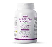 HSN Té Verde 500 Mg | Extracto 25:1 | Alta Concentración | Con 95% Polifenoles + 70% Catequinas + 45% Egcg | No-gmo, Vegano, Sin Gluten, Sin Lactosa | 120 Cápsulas Vegetales, color Blanco