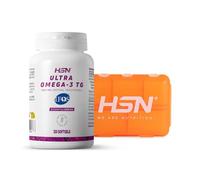 HSN Ultra Omega-3 TG 1000 mg IFOS™ - Pack 120 Perlas + Pastillero Semanal | Aceite de Pescado Omega-3. 350mg EPA, 250mg DHA. Forma natural de triglicéridos. Con vitamina E. Libre de metales pesados