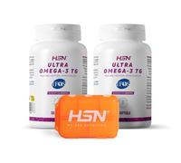 HSN Ultra Omega-3 TG 1000mg IFOS™ - Pack 2x 120 Perlas + Pastillero Semanal | Aceite de Pescado Omega-3. 350mg EPA, 250mg DHA. Forma natural de triglicéridos. Con vitamina E. Libre de metales pesados