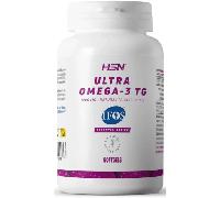 HSN Ultra Omega 3 TG IFOS 5 Estrellas | 120 Perlas | 1000mg Aceite de Pescado por Perla con 350mg EPA + 250mg DHA - Alta Absorción en Forma de Triglicéridos - Certificado Sin Metales Pesados