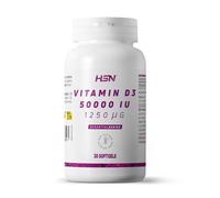 HSN Vitamina D3 Colecalciferol 50000UI | 30 Perlas (1 Perla cada 14 Días) | Alta Concentración Vitamina D | Aceite de Lino para Mejorar la Absorción | No-GMO, Sin Gluten ni Lactosa