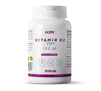 HSN Vitamina K2 100mcg MK-7 (Menaquinona All-Trans) | 120 Cápsulas Vegetales | Contribuye al Mantenimiento de los Huesos y Coagulación Sanguínea Normal | Vegano, Sin Gluten, No GMO