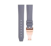 HSPTR 20mm 22mm Soft Fluororubber Watchband Wristband For TUDOR Strap 39mm Black Bay Heritage Fold Buckle Universal Accessories FKM Rubber Watchbands(Gray RoseBuckle,20mm)