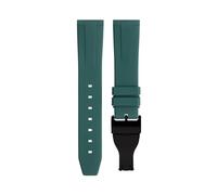 HSPTR 20mm 22mm Soft Fluororubber Watchband Wristband For TUDOR Strap 39mm Black Bay Heritage Fold Buckle Universal Accessories FKM Rubber Watchbands(Green Black Buckle,20mm)