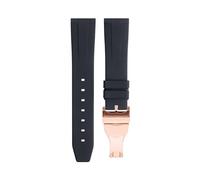 HSPTR 20mm 22mm Soft Fluororubber Watchband Wristband For TUDOR Strap 39mm Black Bay Heritage Fold Buckle Universal Accessories FKM Rubber Watchbands(Black RoseBuckle,22mm)