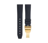 HSPTR 20mm 22mm Soft Fluororubber Watchband Wristband For TUDOR Strap 39mm Black Bay Heritage Fold Buckle Universal Accessories FKM Rubber Watchbands(Black Gold Buckle,20mm)