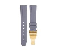 HSPTR 20mm 22mm Soft Fluororubber Watchband Wristband For TUDOR Strap 39mm Black Bay Heritage Fold Buckle Universal Accessories FKM Rubber Watchbands(Gray Gold Buckle,20mm)