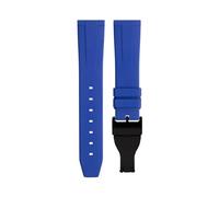 HSPTR 20mm 22mm Soft Fluororubber Watchband Wristband For TUDOR Strap 39mm Black Bay Heritage Fold Buckle Universal Accessories FKM Rubber Watchbands(Blue Black Buckle,22mm)