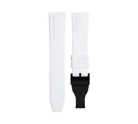 HSPTR 20mm 22mm Soft Fluororubber Watchband Wristband For TUDOR Strap 39mm Black Bay Heritage Fold Buckle Universal Accessories FKM Rubber Watchbands(White Black Buckle,20mm)