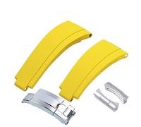 HSPTR Adecuado para correa de reloj de goma de 20 mm, 21 mm con hebilla plateada y juntas de arco.(Yellow,21mm)