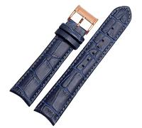 HSPTR Banda de reloj de cuero genuina para la pulsera Ciudadana Seiko Curva Curve Fin de cuero negro Corias de color marrón azul(Blue rosegold)