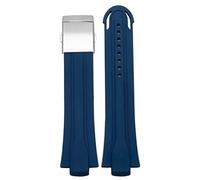 HSPTR Banda de vigilancia impermeable de goma de 24 mm*12 mm para la banda de silicona de la pulsera Oris Curo de acero inoxidable(Blue x silver clasp)