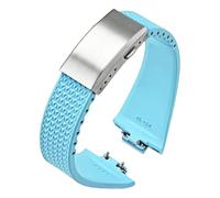 HSPTR Correa de caucho fluorado para Tissot PRX Series Super Player, 35mm, 40mm, FKM, hebilla plegable de liberación rápida, correa de reloj de 11mm y 12mm(Light blue,12mm)