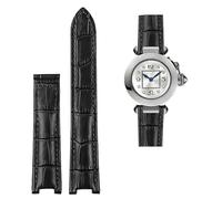 HSPTR Correa de piel de vaca cóncava de 18x10mm, 20x12mm, pulsera de piel de becerro marrón y negro, hebilla plegable para reloj Cartier PASHA WSPA0009