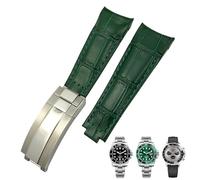 HSPTR Correa de reloj de cuero con extremo de arco de 20mm, adecuada para Rolex Submariner GMT, grano de bambú, verde, azul, marrón, pulseras de correa de reloj de cuero de vaca(20mm Green,L)