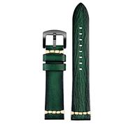 HSPTR Correa de reloj de cuero genuina hecha a mano 20/22/24 para Rolex Citizen Omega Mido Huawei GT Boba de reloj masculina Brown Blue Green Grey(Green black buckle,20mm)