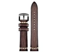 HSPTR Correa de reloj de cuero genuina hecha a mano 20/22/24 para Rolex Citizen Omega Mido Huawei GT Boba de reloj masculina Brown Blue Green Grey(Grey black buckle,24mm)