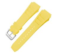 HSPTR Correa de reloj de goma de 20mm y 25mm para Richard Spring Bar, correa de silicona para reloj deportivo Mille, pulsera impermeable suave(Yellow pin buckle)