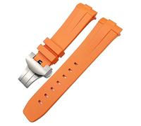 HSPTR Correa de reloj de goma de silicona suave natural, negra, verde, 24mm, apta para Panerai PAM00111/441, pulsera resistente al agua con hebilla de mariposa(Orange)