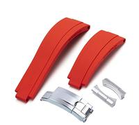 HSPTR Correa de reloj de goma para Rolex, 20mm, 21mm, con hebilla plateada y juntas en arco, correas de reloj(Red,20mm)