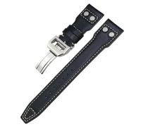 HSPTR Correa de reloj de piel de becerro genuina, 20 mm 21 mm 22 mm, para IWC Big PiLOT Spitfire IW5009 IW3777, remaches de cuero de vaca, herramienta de correa de reloj, 22mm, Acetato, Sin gema